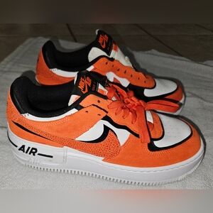 Women’s Nike Air Force 1 Shadow Rush Orange Black White Sneakers DQ8586-800 NWOB
